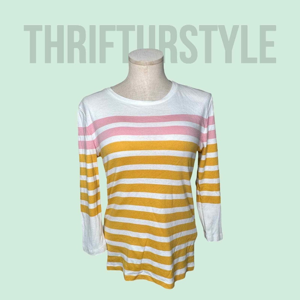 Tommy Hilfiger Long Sleeve sweater Top Pink Yellow White‎ Casual Everyday
